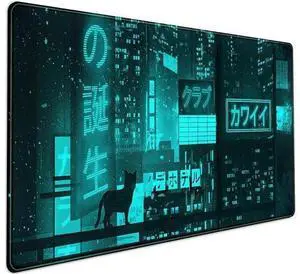 Cyan Green Japanese Desk Mat Neon Tokyo Extended Mouse Pad Anime Cat Desk Pad Gaming Mousepad XXL Large Keyboard Mat for Gamers Cool Computer Mat for Desk with Stitched Edges 31.5X15.7 in Cyan Green Japanese Desk Mat Neon Tokyo Extended Mouse Pad Anime Cat Desk Pad Gaming Mousepad XXL Large Keyboard Mat for Gamers Cool Computer Mat for Desk with Stitched Edges 31.5X15.7 in