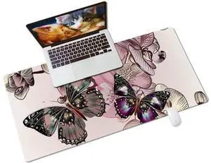 QIYI Desk Pad, PU Leather Desk Blotter Protector, Waterproof Computer Desk Mat, Keyboard Mouse Pads, Non Slip Base Home & Office Accessories, Extended Large Size 31.5" x 15.7" - Butterflies & Orchids QIYI Desk Pad, PU Leather Desk Blotter Protector, Waterproof Computer Desk Mat, Keyboard Mouse Pads, Non Slip Base Home & Office Accessories, Extended Large Size 31.5" x 15.7" - Butterflies & Orchids