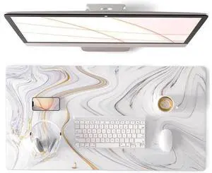 QIYI Large Mouse Pad Cute Marble White Desk Mat PU Leather Desk Protector Mousepad Gold Grey Striped Waterproof Computer Keyboard Gaming Mouse Pads Non Slip Extended Writing Pad 31.5 x 15.7 QIYI Large Mouse Pad Cute Marble White Desk Mat PU Leather Desk Protector Mousepad Gold Grey Striped Waterproof Computer Keyboard Gaming Mouse Pads Non Slip Extended Writing Pad 31.5 x 15.7