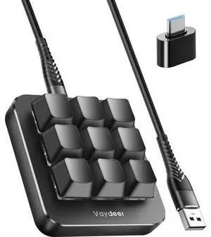One-Handed Mechanical Keyboard Support NKRO, Hotkeys, One-Click Start,9 Fully Programmable Keys with Floating Window and Macro Multifunctional Keypad Compatible with iOS,Windows One-Handed Mechanical Keyboard Support NKRO, Hotkeys, One-Click Start,9 Fully Programmable Keys with Floating Window and Macro Multifunctional Keypad Compatible with iOS,Windows