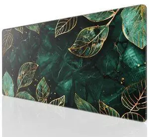KTRIO Large Gaming Mouse Pad with Stitched Edges, Extended Mousepad with Superior Micro-Weave Cloth, Non-Slip Base, Water Resist Keyboard Pad for Gamer, Office & Home, 31.5x15.7in, Green Leaves KTRIO Large Gaming Mouse Pad with Stitched Edges, Extended Mousepad with Superior Micro-Weave Cloth, Non-Slip Base, Water Resist Keyboard Pad for Gamer, Office & Home, 31.5x15.7in, Green Leaves