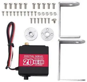20KG RC Servo High Torque Servo Motors with 25T Servo Horn, Dual Ball Bearing, Aluminium Case, Metal Bracket, Waterproof Metal Gear Steering Digital Servo for RC Car Robot DIY, Control Angle 180° 20KG RC Servo High Torque Servo Motors with 25T Servo Horn, Dual Ball Bearing, Aluminium Case, Metal Bracket, Waterproof Metal Gear Steering Digital Servo for RC Car Robot DIY, Control Angle 180°