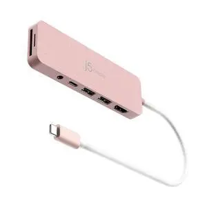 USB-C Pink Multi-Port Hub with Power Delivery with 4K HDMI/2 USB-A 5Gbps/PD 100W Charging SD&Micro SD/3.5mm Audio | for MacBook/iPad Pro/iMac/Surface/XPS/Thinkpad/Galaxy/and More(JCD373ER) USB-C Pink Multi-Port Hub with Power Delivery with 4K HDMI/2 USB-A 5Gbps/PD 100W Charging SD&Micro SD/3.5mm Audio | for MacBook/iPad Pro/iMac/Surface/XPS/Thinkpad/Galaxy/and More(JCD373ER)