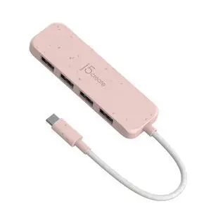 4-in-1 Pink USB-C to 4-Port Type-A Hub(Eco-Friendly), 4 USB-A with 10Gbps SuperSpeed, USB-C Dongle | Compatible with MacBook Pro/Air, iPad, Mac mini and More Type C Devices(JCH341ER) 4-in-1 Pink USB-C to 4-Port Type-A Hub(Eco-Friendly), 4 USB-A with 10Gbps SuperSpeed, USB-C Dongle | Compatible with MacBook Pro/Air, iPad, Mac mini and More Type C Devices(JCH341ER)