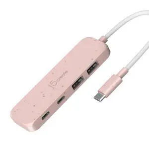 4-in-1 Pink USB-C to 4-Port Type-A & Type-C Hub(Eco-Friendly), 10 Gbps USB-A x 2 & 10 Gbps USB-C x 2, Compatible with MacBook Pro, MacBook Air, iPad, Mac mini (JCH342ER) 4-in-1 Pink USB-C to 4-Port Type-A & Type-C Hub(Eco-Friendly), 10 Gbps USB-A x 2 & 10 Gbps USB-C x 2, Compatible with MacBook Pro, MacBook Air, iPad, Mac mini (JCH342ER)