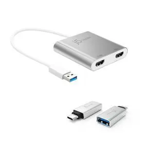 USB Type A to Dual HDMI Adapter + USB C to USB Type-A Adapter (JUA365 + JUCX15X2) USB Type A to Dual HDMI Adapter + USB C to USB Type-A Adapter (JUA365 + JUCX15X2)