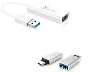 USB Type A to VGA Adapter + USB C to USB Type-A Adapter (JUA214 + JUCX15X2) USB Type A to VGA Adapter + USB C to USB Type-A Adapter (JUA214 + JUCX15X2)
