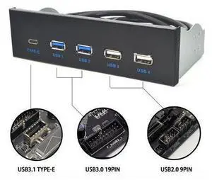 5.25 Inch USB 3.1 GEN2 Front Panel USB Hub 2 Ports USB 3.0 + 2 Ports USB2.0 + 1 Port TYPE-C with TYPE-E Connector for Desktop PC 5.25 Inch USB 3.1 GEN2 Front Panel USB Hub 2 Ports USB 3.0 + 2 Ports USB2.0 + 1 Port TYPE-C with TYPE-E Connector for Desktop PC