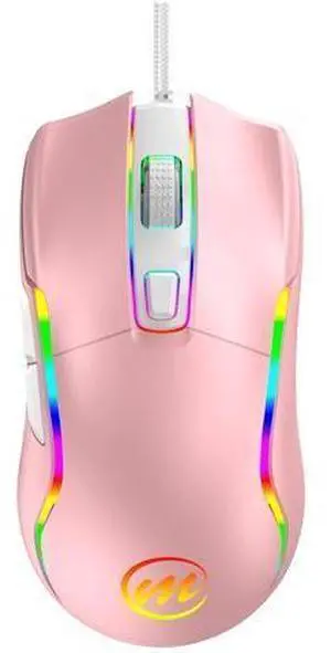 memzuoix Wired Gaming Mouse with RGB - 6 Adjustable DPI up to 12800, 6 Buttons, 12 Lighting Modes, Ergonomic Design with Anti-Slip Rubber Wheel, 5.6ft Braided Cable for PC/Mac/Windows - Pink memzuoix Wired Gaming Mouse with RGB - 6 Adjustable DPI up to 12800, 6 Buttons, 12 Lighting Modes, Ergonomic Design with Anti-Slip Rubber Wheel, 5.6ft Braided Cable for PC/Mac/Windows - Pink