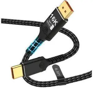 Vszerda Displayport to USB C Bidirectional USB C to DisplayPort 2.1 Cable Support 16K@60Hz 8K@120Hz Resolution Braided Thunderbolt 5 Compatible with MacBook Pro/Air,Galaxy S25, iPad Pro,XPS 17, 6.56FT Vszerda Displayport to USB C Bidirectional USB C to DisplayPort 2.1 Cable Support 16K@60Hz 8K@120Hz Resolution Braided Thunderbolt 5 Compatible with MacBook Pro/Air,Galaxy S25, iPad Pro,XPS 17, 6.56FT