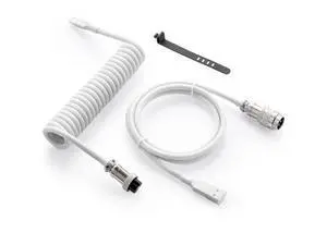 GUNMJO Pro Custom Coiled USB C Cable for Gaming Keyboard, Double-Sleeved Mechanical Keyboard Cable with Detachable Metal Aviator, 1.5M USB-C to USB-A, White Color GUNMJO Pro Custom Coiled USB C Cable for Gaming Keyboard, Double-Sleeved Mechanical Keyboard Cable with Detachable Metal Aviator, 1.5M USB-C to USB-A, White Color