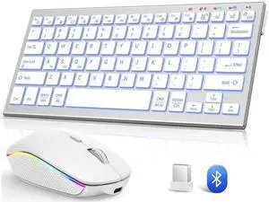 FENISIO Keyboard and Mouse, Bluetooth Slim Compact Keyboard Wireless, Scissor Switch Keyboard and Silent USB Mouse, Rechargeable Keyboard Mouse Combo for PC Laptop iPad Mac FENISIO Keyboard and Mouse, Bluetooth Slim Compact Keyboard Wireless, Scissor Switch Keyboard and Silent USB Mouse, Rechargeable Keyboard Mouse Combo for PC Laptop iPad Mac
