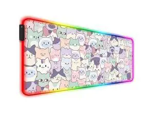 JIANG100 RGB Cute Pink Cat Gaming Desk Mat, Computer Keyboard Large Extended Kawaii Pastel Cat LED Mouse Pad for Office and Home, 31.5x11.8 Inches, XL JIANG100 RGB Cute Pink Cat Gaming Desk Mat, Computer Keyboard Large Extended Kawaii Pastel Cat LED Mouse Pad for Office and Home, 31.5x11.8 Inches, XL