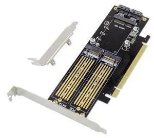3 In 1 PCI-E 3.0 X16 to NGFF M.2 NVMe AHCI SSD Adapter Card For M Key B Key mSATA Solid State Drive With Dual SATA III Interface 3 In 1 PCI-E 3.0 X16 to NGFF M.2 NVMe AHCI SSD Adapter Card For M Key B Key mSATA Solid State Drive With Dual SATA III Interface