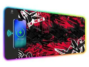 ToLuLu RGB Gaming 5/7.5/10/15W 10 Light Modes Wireless Charging Mouse Pad, LED Mouse Pad Computer Keyboard Mat Mousepad, 800x300x4MM Extended Large Desk Mat for Gaming, MacBook, Laptop, PC,Red Black ToLuLu RGB Gaming 5/7.5/10/15W 10 Light Modes Wireless Charging Mouse Pad, LED Mouse Pad Computer Keyboard Mat Mousepad, 800x300x4MM Extended Large Desk Mat for Gaming, MacBook, Laptop, PC,Red Black