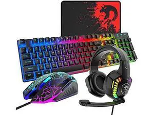 Wired Gaming Keyboard and Mouse Headset Combo,Rainbow LED Backlit Wired Keyboard,Over Ear Headphone with Mic,Rainbow Backlit Gaming Mice,Mouse Pad,for PC,Laptop,Mac,PS4,Xbox(Black) Wired Gaming Keyboard and Mouse Headset Combo,Rainbow LED Backlit Wired Keyboard,Over Ear Headphone with Mic,Rainbow Backlit Gaming Mice,Mouse Pad,for PC,Laptop,Mac,PS4,Xbox(Black)