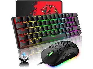 Wired Gaming Keyboard Mouse Combo Chroma RGB Backlit Mechanical Keyboard with 61 Keys Anti-ghosting Floating Keycaps Metal Plate Type-C RGB Gaming Mouse 6400 DPI for PC Gamers (Black/Blue Switch) Wired Gaming Keyboard Mouse Combo Chroma RGB Backlit Mechanical Keyboard with 61 Keys Anti-ghosting Floating Keycaps Metal Plate Type-C RGB Gaming Mouse 6400 DPI for PC Gamers (Black/Blue Switch)