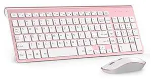 Wireless Keyboard Mouse, J JOYACCES2.4G Compact and Ultra Slim Wireless Keyboard and Mouse for Windows, Computer, Desktop, PC, Laptop (Pink) Wireless Keyboard Mouse, J JOYACCES2.4G Compact and Ultra Slim Wireless Keyboard and Mouse for Windows, Computer, Desktop, PC, Laptop (Pink)