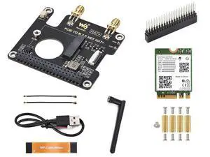 PCIe to M.2 E Key HAT with Wireless-AX210 Card for Raspberry Pi 5,Compatible with NGFF (M.2 E Key) Wireless NIC, USB Bluetooth Connection PCIe to M.2 E Key HAT with Wireless-AX210 Card for Raspberry Pi 5,Compatible with NGFF (M.2 E Key) Wireless NIC, USB Bluetooth Connection