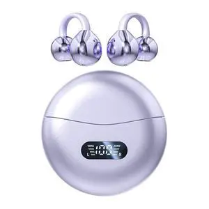 Clip-on Earbuds,Open Ear Earbuds Wireless Bluetooth 5.4, Lightweight Open Ear Headphones with C-Shaped Bridge,Slim Hook,60H Battery,Waterproof,for Glasses Wearers and Workouts (Purple) Clip-on Earbuds,Open Ear Earbuds Wireless Bluetooth 5.4, Lightweight Open Ear Headphones with C-Shaped Bridge,Slim Hook,60H Battery,Waterproof,for Glasses Wearers and Workouts (Purple)