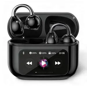 Clip-on Earbuds Open Ear Buds M100 Touchscreen Wireless Bluetooth | LCD Lightweight Headphones with C-Shaped Bridge, Slim Hook,48H Battery, for Glass Wearer,Sports, Fitness (Black) Clip-on Earbuds Open Ear Buds M100 Touchscreen Wireless Bluetooth | LCD Lightweight Headphones with C-Shaped Bridge, Slim Hook,48H Battery, for Glass Wearer,Sports, Fitness (Black)