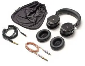 Professional Wired Studio Headphones with Coiled Cable, Flexible Straight Cable, Velvet Earpads, Leather Earpads, 1/4" Adapter, & Carry Pouch Professional Wired Studio Headphones with Coiled Cable, Flexible Straight Cable, Velvet Earpads, Leather Earpads, 1/4" Adapter, & Carry Pouch