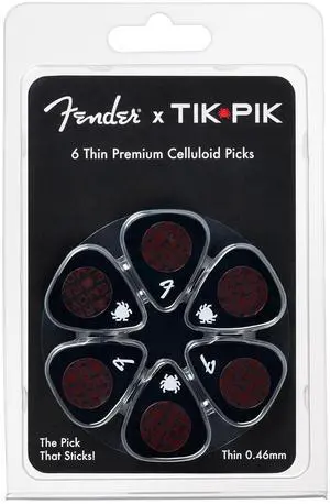 Fender x Celluloid Guitar Picks 6-Pack - Thin 0.46mm Fender x Celluloid Guitar Picks 6-Pack - Thin 0.46mm