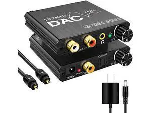 192KHz Digital to Analog Audio Converter with Bass and Volume Adjustment, Digital SPDIF/Optical/Toslink/Coaxial to Analog Stereo L/R RCA and 3.5mm Jack Converter for PS3 PS4 DVD, AppleTV Home Theater 192KHz Digital to Analog Audio Converter with Bass and Volume Adjustment, Digital SPDIF/Optical/Toslink/Coaxial to Analog Stereo L/R RCA and 3.5mm Jack Converter for PS3 PS4 DVD, AppleTV Home Theater