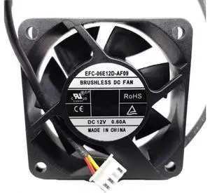 DC12V 0.60A EFC-06E12D-AF09 6025 6cm 3-Wire Chassis Power Supply Cooling Fan DC12V 0.60A EFC-06E12D-AF09 6025 6cm 3-Wire Chassis Power Supply Cooling Fan