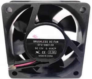 DC12V 0.60A EFC-06E12D 6025 6cm 2-Wire Power Supply Cooling Fan DC12V 0.60A EFC-06E12D 6025 6cm 2-Wire Power Supply Cooling Fan