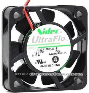Original Nidec U40X12MHZ7-51 12V 0.10A 4CM 4010 2 Wires 2 Pins DC Fan Original Nidec U40X12MHZ7-51 12V 0.10A 4CM 4010 2 Wires 2 Pins DC Fan