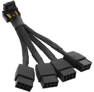 GPU RTX4090 18AWG 4x8pin PCI-e to 16Pin (12+4) PCI-e 5.0 12VHPWR Connector 90 Degree Elbow 15CM for RTX4080 RTX4090 GPU RTX4090 18AWG 4x8pin PCI-e to 16Pin (12+4) PCI-e 5.0 12VHPWR Connector 90 Degree Elbow 15CM for RTX4080 RTX4090