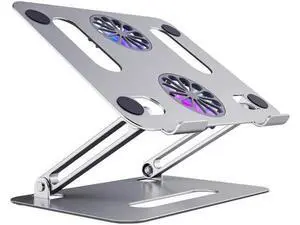 Aluminum Adjustable Laptop Tablet Stand for Desk with 2 High-speed Cooling Fan for Laptop Tablet, Ergonomic Foldable Laptop Tablet Riser Stand for All 11-17.3 Inches Tablet or Laptop Notebook Aluminum Adjustable Laptop Tablet Stand for Desk with 2 High-speed Cooling Fan for Laptop Tablet, Ergonomic Foldable Laptop Tablet Riser Stand for All 11-17.3 Inches Tablet or Laptop Notebook