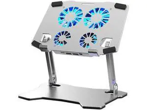 Tablet Stand with 4 High-speed Cooling Fan, Ergonomics Aluminum Tablet Riser, Computer Stand, Adjust Tablet Holder Stand for MacBook Air 9-13.3" Tablets & Notebook Tablet Stand with 4 High-speed Cooling Fan, Ergonomics Aluminum Tablet Riser, Computer Stand, Adjust Tablet Holder Stand for MacBook Air 9-13.3" Tablets & Notebook