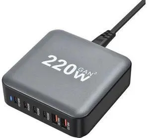 220W USB Type C Charging Station Hub, 6-Port USB Desk Charger, 220 Watt GaN III Fast Charger GaN Tech Laptop USB C Power Adapter Block Compatible for All Phones and Tablets 220W USB Type C Charging Station Hub, 6-Port USB Desk Charger, 220 Watt GaN III Fast Charger GaN Tech Laptop USB C Power Adapter Block Compatible for All Phones and Tablets