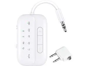 Bluetooth V5.4 Transmitter Receiver for TV, PC, Gym, Switch 2-in-1 Airplane Bluetooth Adapter for 2 AirPods/Headphones; Bluetooth Receiver for Car/Home Stereo with AptX Low Latency/High Definition Bluetooth V5.4 Transmitter Receiver for TV, PC, Gym, Switch 2-in-1 Airplane Bluetooth Adapter for 2 AirPods/Headphones; Bluetooth Receiver for Car/Home Stereo with AptX Low Latency/High Definition