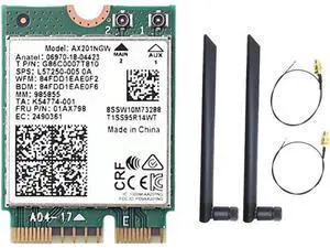 AX201NGW Card with Dual Antenna 2.4 Ghz+5Ghz 6 3000Mbps M.2 CNVio2 Bluetooth 5.1 Adapter for Win10 AX201NGW Card with Dual Antenna 2.4 Ghz+5Ghz 6 3000Mbps M.2 CNVio2 Bluetooth 5.1 Adapter for Win10