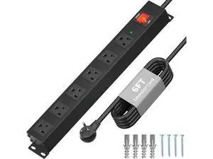 KF Matel 6 Outlet Power Strip Surge Protection 2100J,Heavy Duty Wide Space Power Strip with Flat Plug,15A/1875W Wall Mount Power Strip with Upgraded Switch,14AWG 6FT Extension Cord in Home,Garage,shop KF Matel 6 Outlet Power Strip Surge Protection 2100J,Heavy Duty Wide Space Power Strip with Flat Plug,15A/1875W Wall Mount Power Strip with Upgraded Switch,14AWG 6FT Extension Cord in Home,Garage,shop