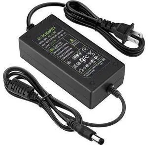 DC 12V 5A Power Supply Adapter, US Plug, 4.6FT Power Cord, AC 100-240V to DC 12V 5A Switching Transformer Jack 5.5mm x 2.5mm for LED Strip, Light, Cameras CCTV DC 12V 5A Power Supply Adapter, US Plug, 4.6FT Power Cord, AC 100-240V to DC 12V 5A Switching Transformer Jack 5.5mm x 2.5mm for LED Strip, Light, Cameras CCTV