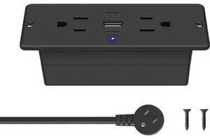CCCEI Recessed Power Strip with Outlet and USB C Ports, Furniture Flush Mount Power Strip, Small Desk Hidden Outlet for Conference Table, Nightstand, Black, 6FT. CCCEI Recessed Power Strip with Outlet and USB C Ports, Furniture Flush Mount Power Strip, Small Desk Hidden Outlet for Conference Table, Nightstand, Black, 6FT.