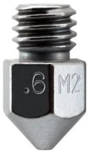 Micro Swiss MK8 Plated M2 Hardened High Speed Steel Nozzle (.6mm) Micro Swiss MK8 Plated M2 Hardened High Speed Steel Nozzle (.6mm)