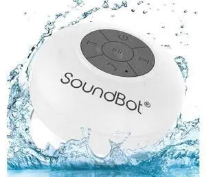 Soundbot SB510 HD Water Resistant Bluetooth Shower Speaker, Handsfree Portable Speakerphone with Built-in Mic, 6hrs of Playtime, Control Buttons and Dedicated Suction Cup for Showers (White) Soundbot SB510 HD Water Resistant Bluetooth Shower Speaker, Handsfree Portable Speakerphone with Built-in Mic, 6hrs of Playtime, Control Buttons and Dedicated Suction Cup for Showers (White)