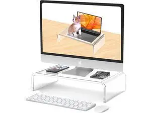 Acrylic Monitor Stand Riser Acrylic Laptop Stand for Desk Clear Computer Monitor Stand for Desk Accessories White Aesthetic Decorations for Office Home iMac Organizer Acrylic Monitor Stand Riser Acrylic Laptop Stand for Desk Clear Computer Monitor Stand for Desk Accessories White Aesthetic Decorations for Office Home iMac Organizer