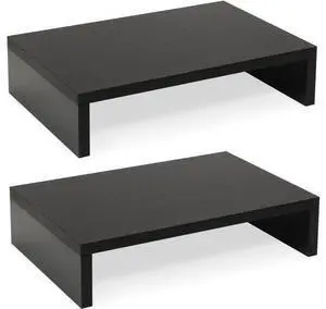 TEAMIX 2-Tier Wood Monitor Stand Riser for 2 Monitors, Laptops, and PCs - Black, 2 Pack TEAMIX 2-Tier Wood Monitor Stand Riser for 2 Monitors, Laptops, and PCs - Black, 2 Pack