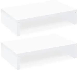 TEAMIX White Monitor Stand Riser-2 Pack,Wood 2 Tier Adjustable Dual Monitor Riser for 2 Monitors/Laptop/PC Computer Stand for Desk TEAMIX White Monitor Stand Riser-2 Pack,Wood 2 Tier Adjustable Dual Monitor Riser for 2 Monitors/Laptop/PC Computer Stand for Desk