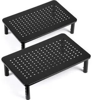 TV/Monitor Riser Desktop Stand, Flat Screen, Sturdy Metal Laptop Computer Shelf for Printer, iMac, 3 Height Adjustable PC with Mesh Platform , 2 Pack TV/Monitor Riser Desktop Stand, Flat Screen, Sturdy Metal Laptop Computer Shelf for Printer, iMac, 3 Height Adjustable PC with Mesh Platform , 2 Pack