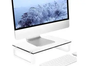 Hemudu Clear Computer Monitor Stand Riser Multi Media Desktop Stand for Flat Screen LCD LED TV, Laptop/Notebook, with Tempered Glass and Metal Legs, HD02T-001 Hemudu Clear Computer Monitor Stand Riser Multi Media Desktop Stand for Flat Screen LCD LED TV, Laptop/Notebook, with Tempered Glass and Metal Legs, HD02T-001