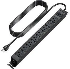HHSOET Metal 360° Rotating Mountable Power Strip, 8 Outlet Gaming Table Mounted Outlet Strip, Heavy Duty Wall Mount Surge Protector with Switch, 15A 125V 1875W, 6ft Power Cord.(Black) HHSOET Metal 360° Rotating Mountable Power Strip, 8 Outlet Gaming Table Mounted Outlet Strip, Heavy Duty Wall Mount Surge Protector with Switch, 15A 125V 1875W, 6ft Power Cord.(Black)