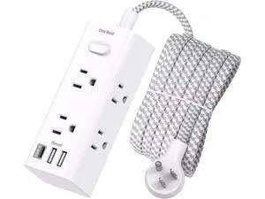 10 Ft Power Strip Surge Protector, Extension Cord with 6 Widely Outlets 3 USB Ports (1 USB C), 3-Side Outlet Extender Strip, Flat Plug, Wall Mount Small Power Strip for Travel Home Office College Dorm 10 Ft Power Strip Surge Protector, Extension Cord with 6 Widely Outlets 3 USB Ports (1 USB C), 3-Side Outlet Extender Strip, Flat Plug, Wall Mount Small Power Strip for Travel Home Office College Dorm