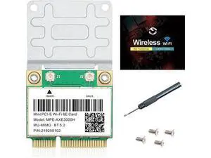 WiFi 6E Half Mini PCI-E WiFi Network Card 802.11AX AC MPE-AXE3000H 2.4GHz 5GHz 6GHz 5400Mbps Wireless Card BT5.2 MU-MIMO Mini PCIe Wi-Fi 6E Adapter OFDMA vPro for Windows 10/11 PC Laptops WiFi 6E Half Mini PCI-E WiFi Network Card 802.11AX AC MPE-AXE3000H 2.4GHz 5GHz 6GHz 5400Mbps Wireless Card BT5.2 MU-MIMO Mini PCIe Wi-Fi 6E Adapter OFDMA vPro for Windows 10/11 PC Laptops